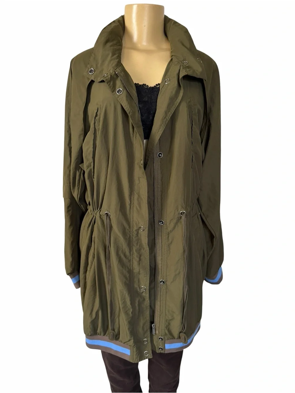 Free People Hooded Longline Jacket in Wild Sage Size Medium